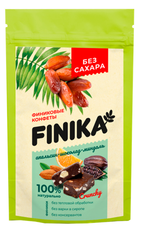Date sweets / Orange-chocolate-almond / Finika / 150 g / Siberian cedar