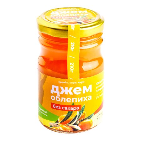 Jam without sugar "Sea buckthorn" / glass / 210 gr / fitness / 40 kcal / Sunny Siberia