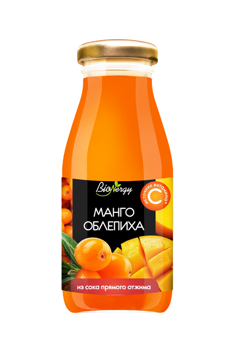 Mango-sea buckthorn nectar / 200 ml / glass bottle / BioNergy