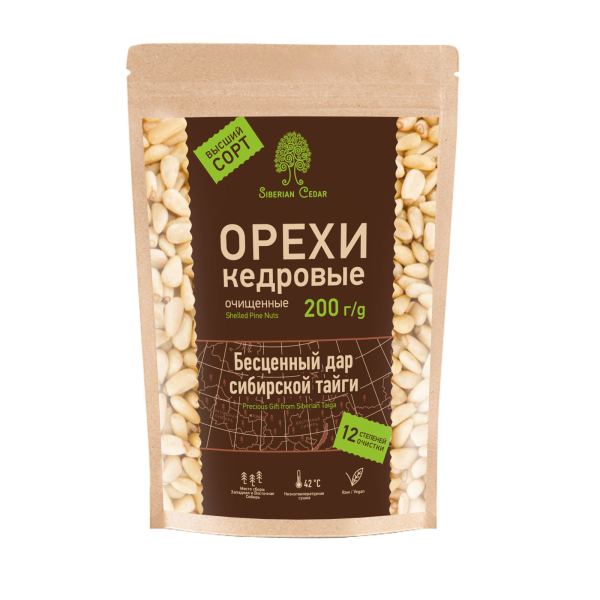 Pine nut kernel / doypack / 200 g / Siberian cedar