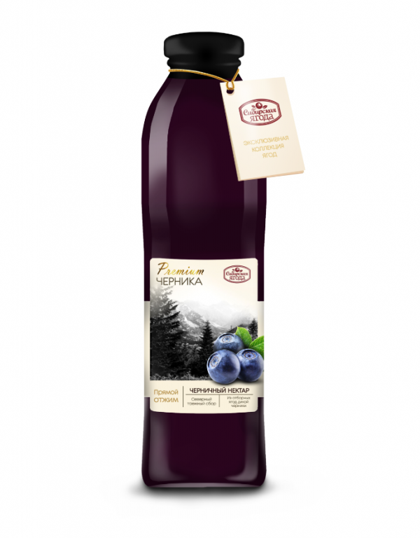 Blueberry nectar / 500 ml / Premium / glass bottle / Siberian berry