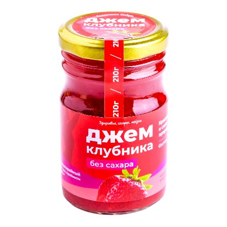 Jam without sugar "Strawberry" / glass / 210 gr / fitness / 40 kcal / Sunny Siberia