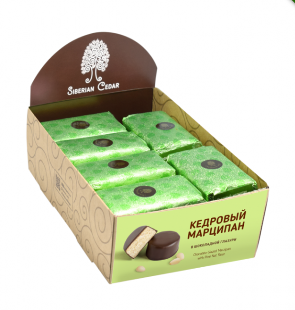 Cedar marzipan classic / bar / 18 pcs / show-box / 720 g / Siberian cedar
