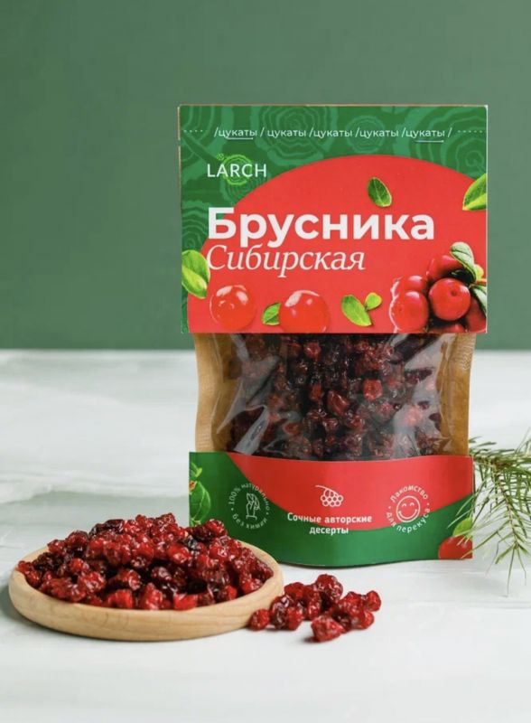 Candied lingonberries Siberian / doypack / 50 g / LARCH