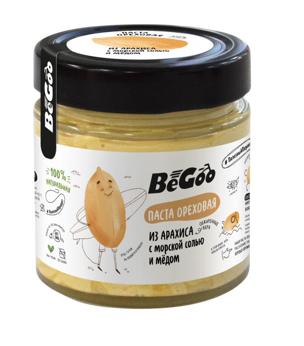 Peanut butter with honey and sea salt / 180 g BeGoo / Siberian cedar