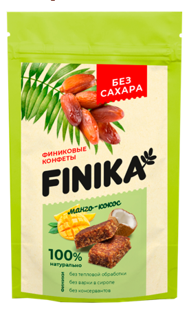 Date sweets / Coconut-mango / Finika / 150 g / Siberian cedar