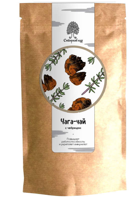 Tea drink Chaga-tea with thyme / CraftTea / doypack / 70 g / Siberian cedar