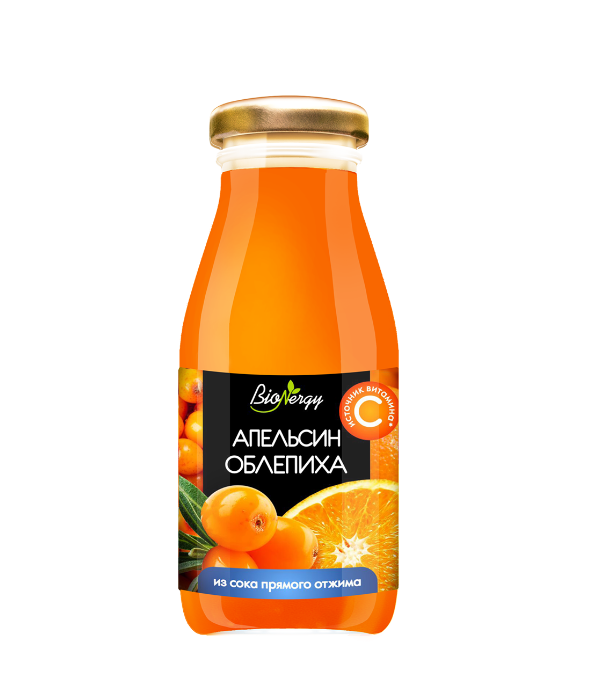 Orange-sea buckthorn nectar / 200 ml / glass bottle / BioNergy