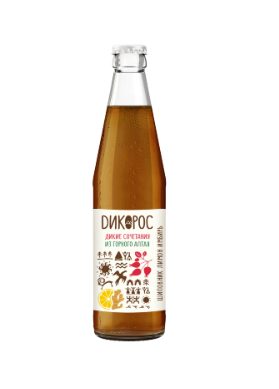 Medium carbonated drink "Charm of Love" / Rosehip-lemon-ginger / 500 ml / glass bottle / Wild plants