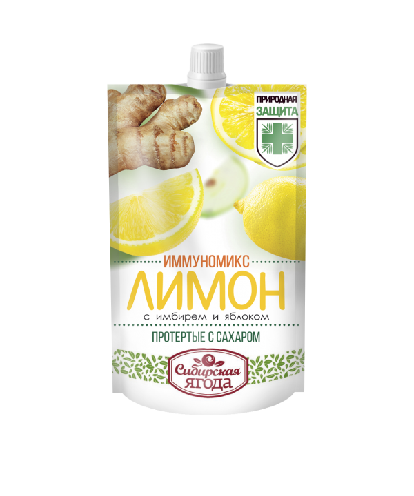Lemons with ginger mashed with sugar / 250 g / doypack / Siberian berry