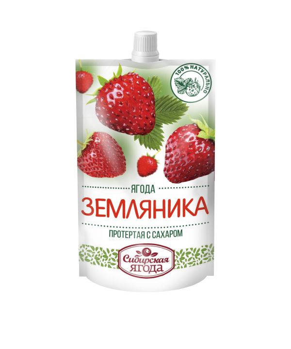Pureed strawberries with sugar / 280 g / doypack / Siberian berry
