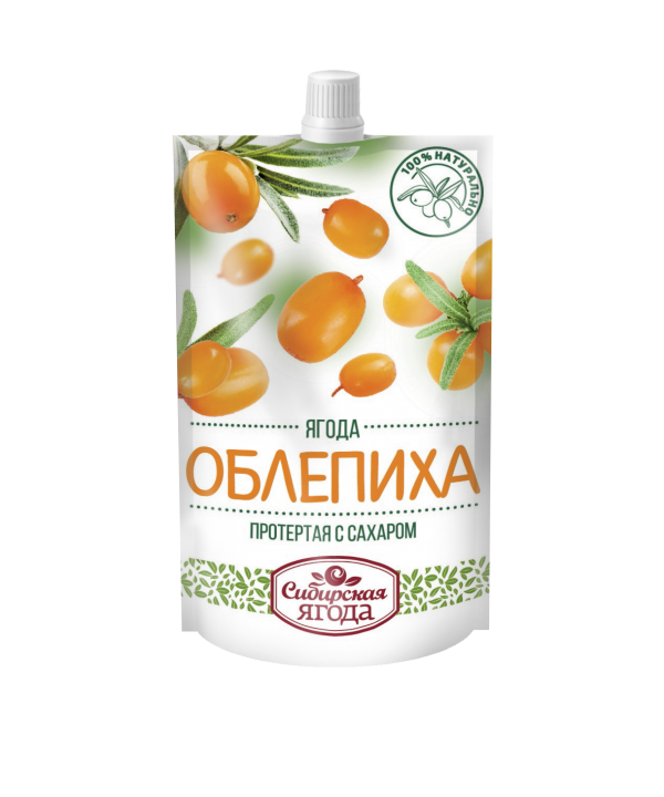 Sea buckthorn mashed with sugar / 280 g / doypack / Siberian berry