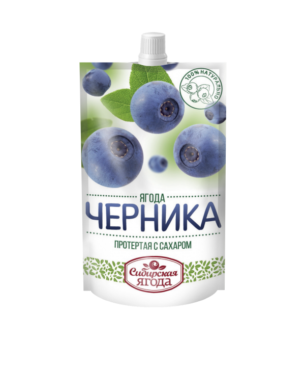 Pureed blueberries with sugar / 280 g / doypack / Siberian berry