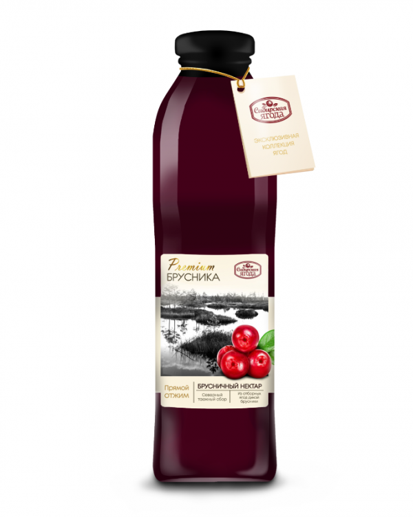 Lingonberry nectar / 500 ml / Premium / glass bottle / Siberian berry