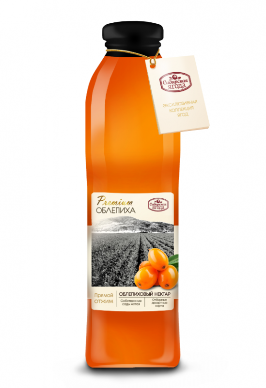 Sea buckthorn nectar / 500 ml / Premium / glass bottle / Siberian berry