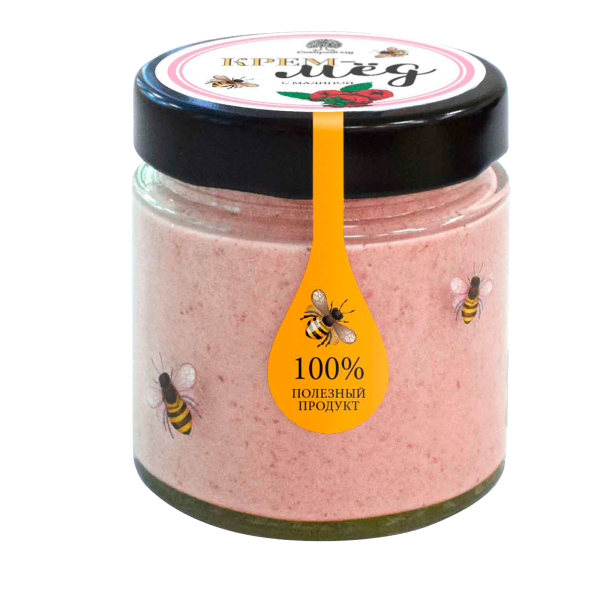 Cream - honey with raspberries / 180 g / Siberian cedar
