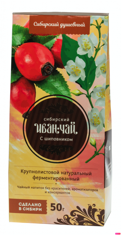 Ivan-tea "with Rosehip and meadowsweet flowers" / cardboard / 50 gr / Siberian Ivan-Tea / Sunny Siberia